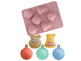 Molde silicona 6 adornos Navidad grande 
